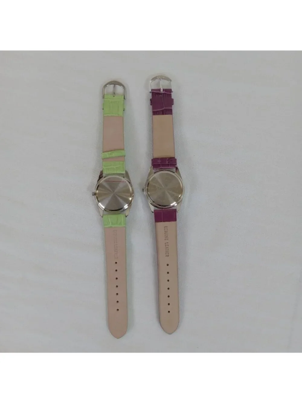 2 Gossip Women's Quartz Wristwatch Green Purple Embossed Leather NEW BATTERIES